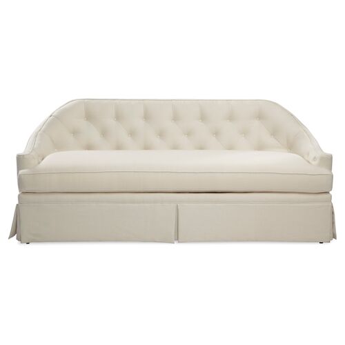 Charlotte 80" Skirted Sofa, White Linen~P77321670